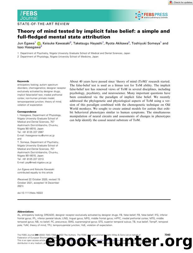 Theory of mind tested by implicit false belief: a simple and fullâfledged mental state attribution by Unknown