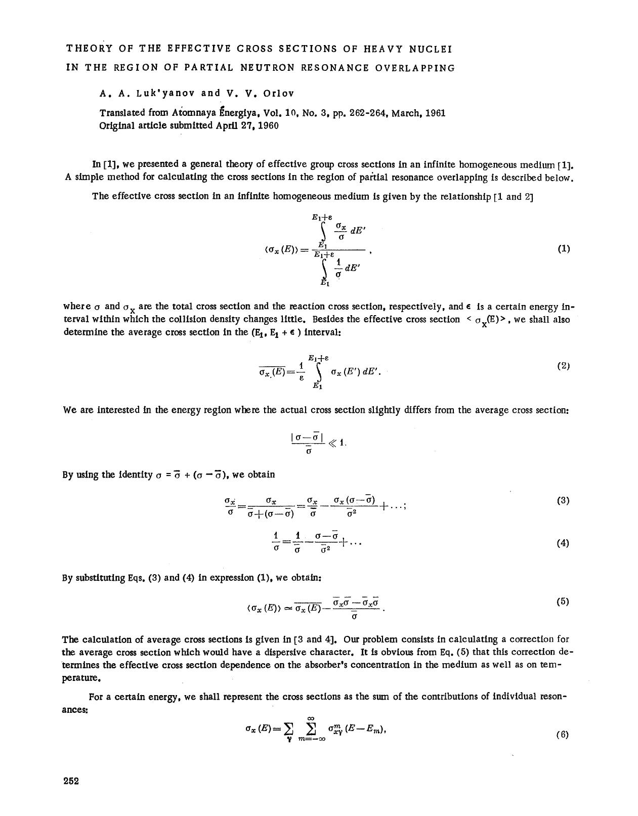 Theory of the effective cross sections of heavy nuclei in the region of partial neutron resonance overlapping by Unknown