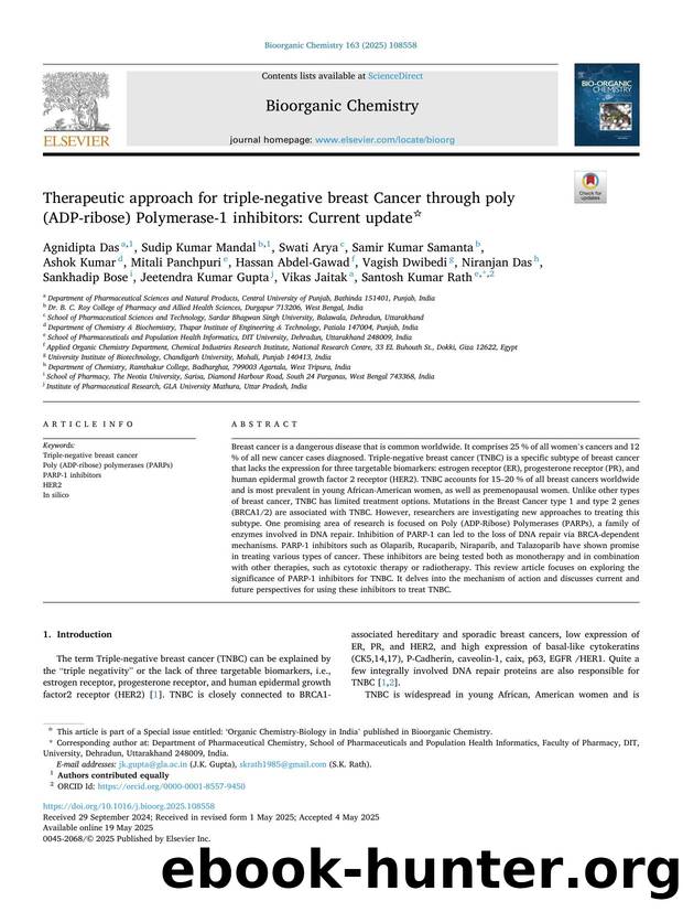 Therapeutic approach for triple-negative breast Cancer through poly (ADP-ribose) Polymerase-1 inhibitors: Current update by unknow