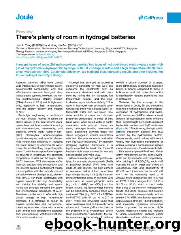 Thereâs plenty of room in hydrogel batteries by Jin-Lin Yang (杨金霖) & Hong Jin Fan (范红金)