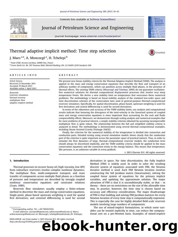 Thermal adaptive implicit method_ Time step selection by J. Maes & A. Moncorgé & H. Tchelepi
