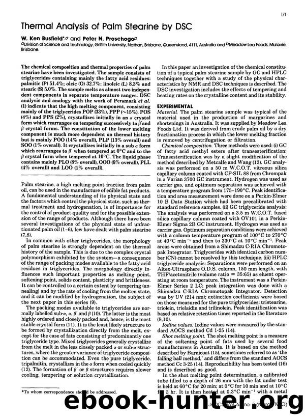 Thermal analysis of palm stearine by DSC by Unknown
