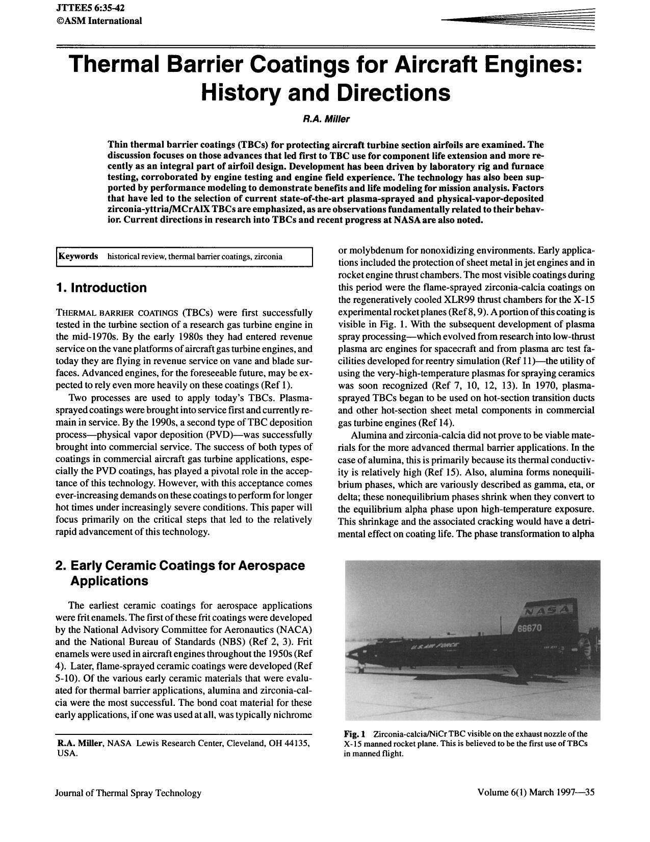 Thermal barrier coatings for aircraft engines: history and directions by Unknown