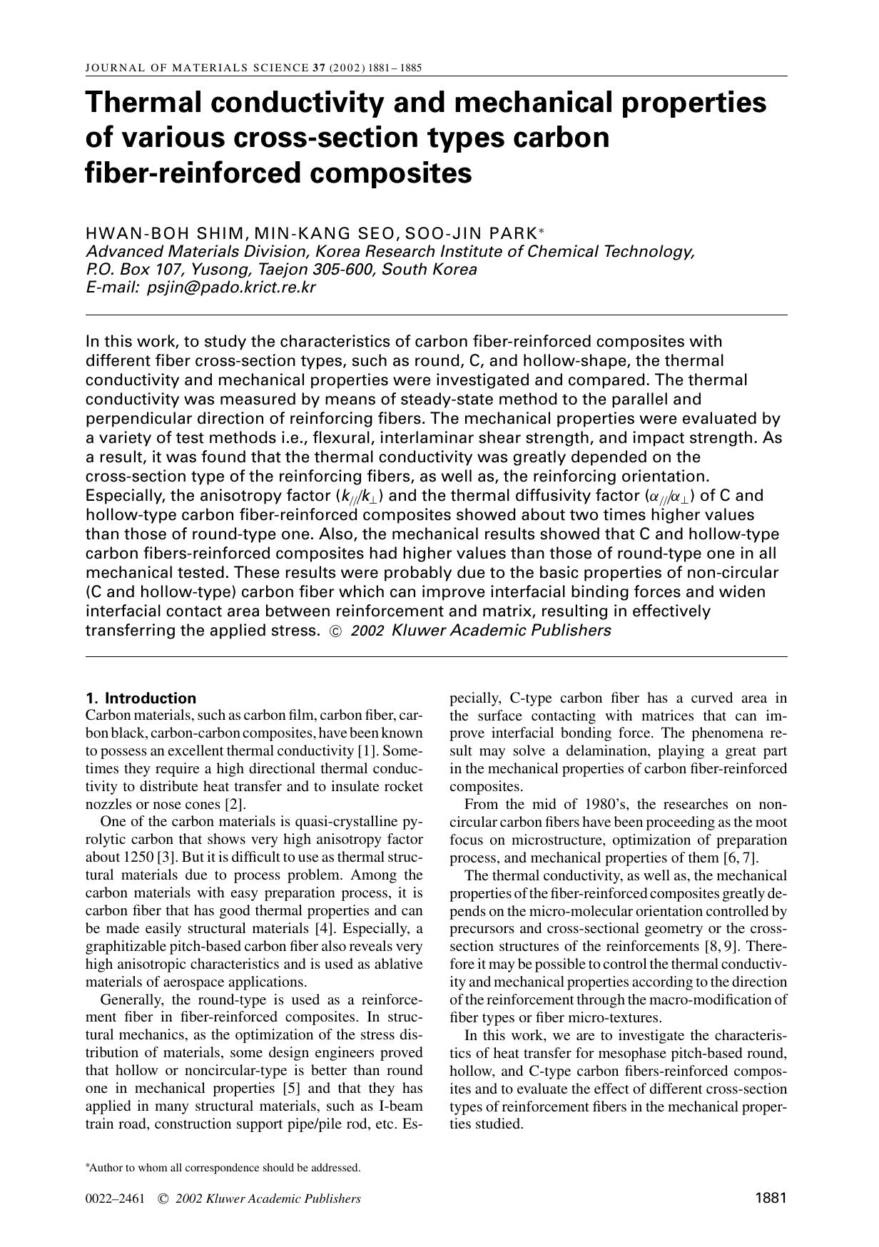 Thermal conductivity and mechanical properties of various cross-section types carbon fiber-reinforced composites by Unknown