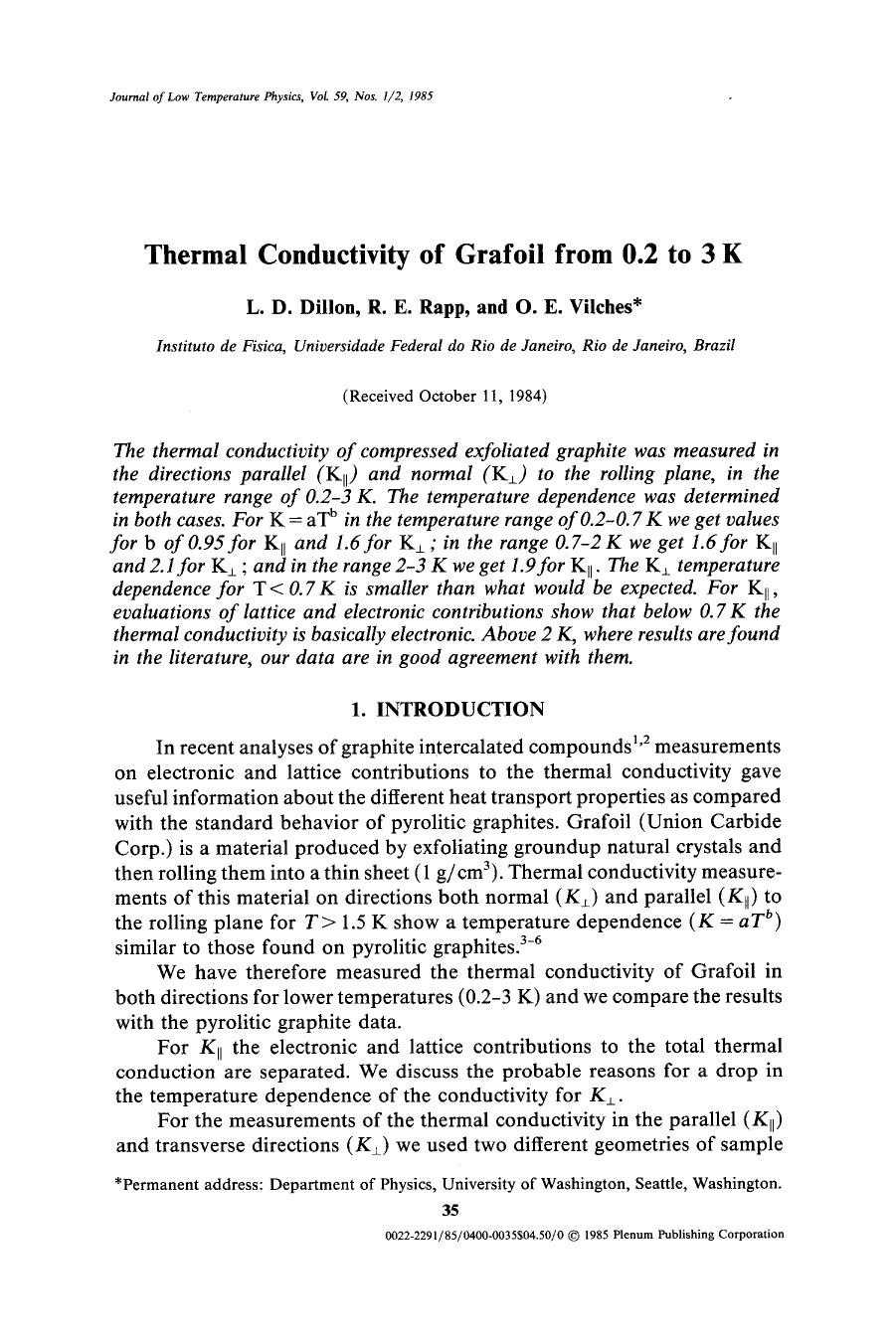 Thermal conductivity of Grafoil from 0.2 to 3 K by Unknown