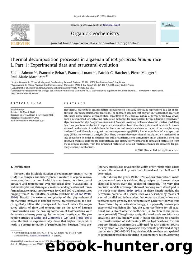 Thermal decomposition processes in algaenan of Botryococcus braunii race L. Part 1: Experimental data and structural evolution by unknow