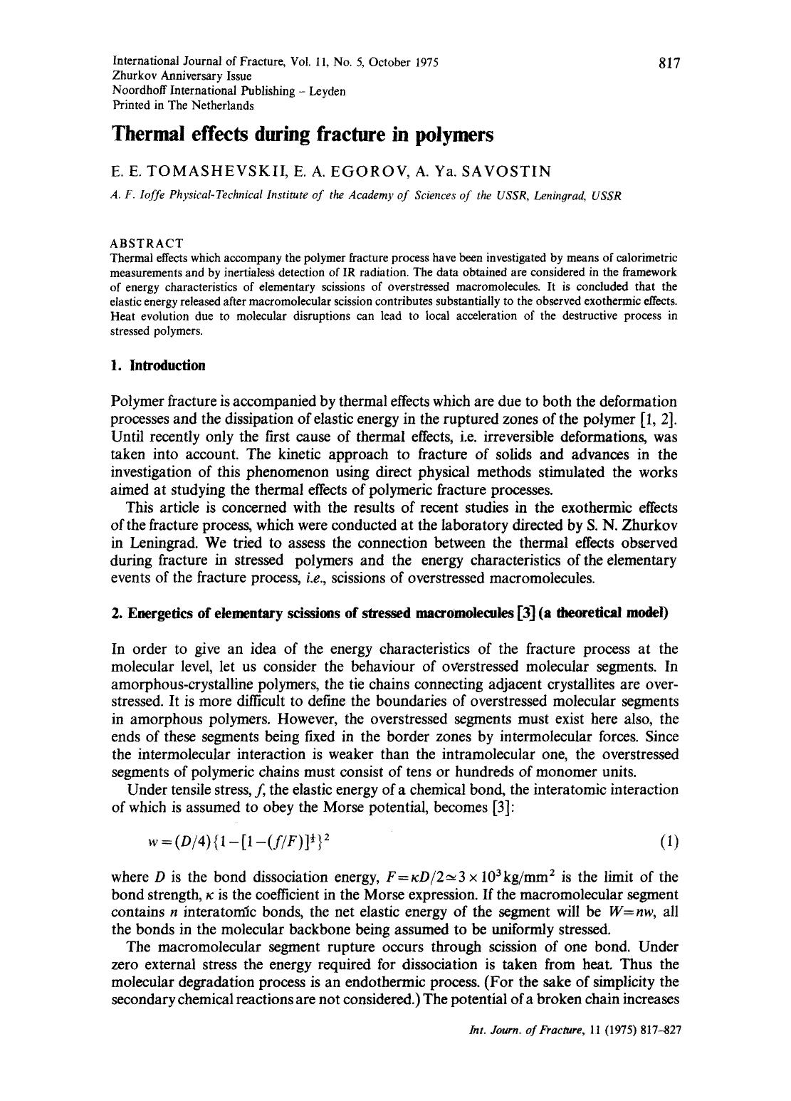 Thermal effects during fracture in polymers by Unknown
