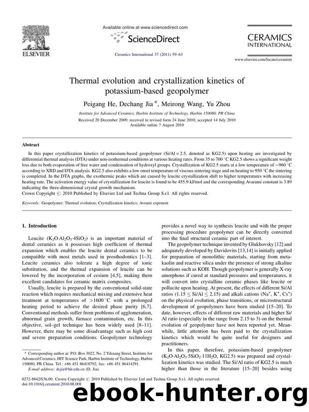 Thermal evolution and crystallization kinetics of potassium-based geopolymer by Peigang He
