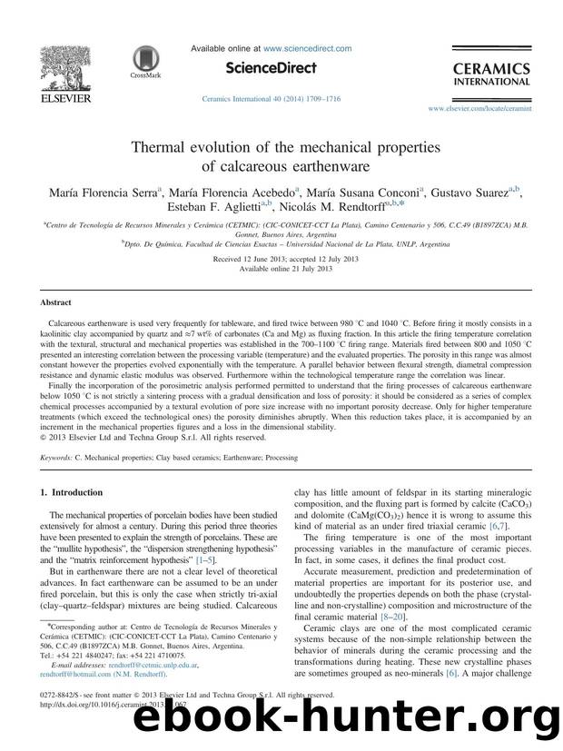 Thermal evolution of the mechanical properties of calcareous earthenware by unknow