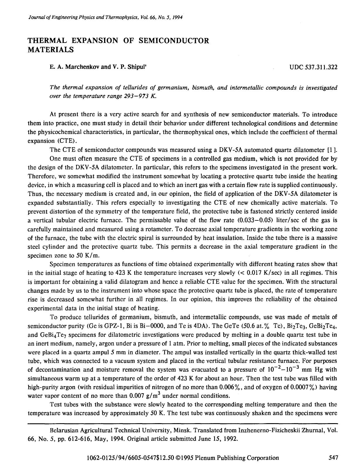 Thermal expansion of semiconductor materials by Unknown