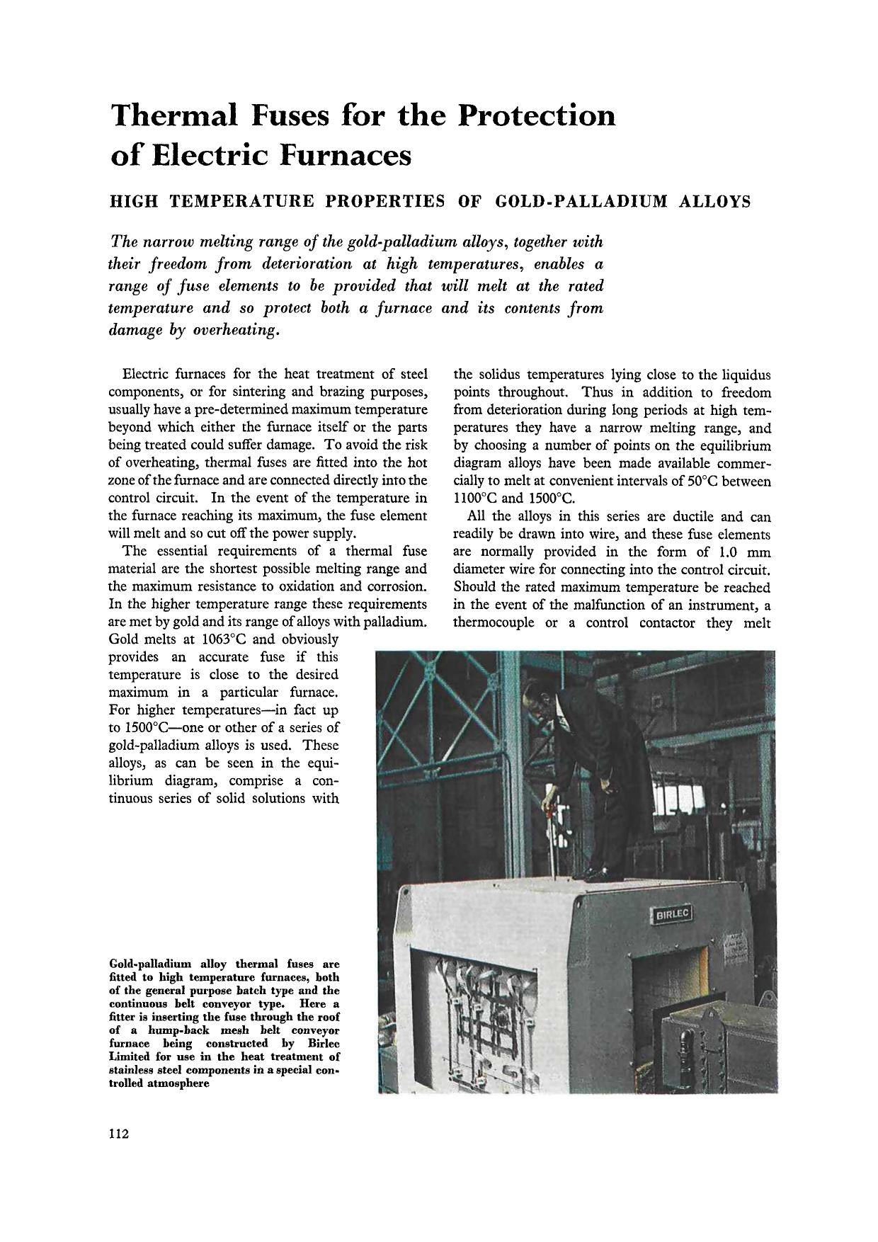 Thermal fuses for the protection of electric furnaces by Unknown
