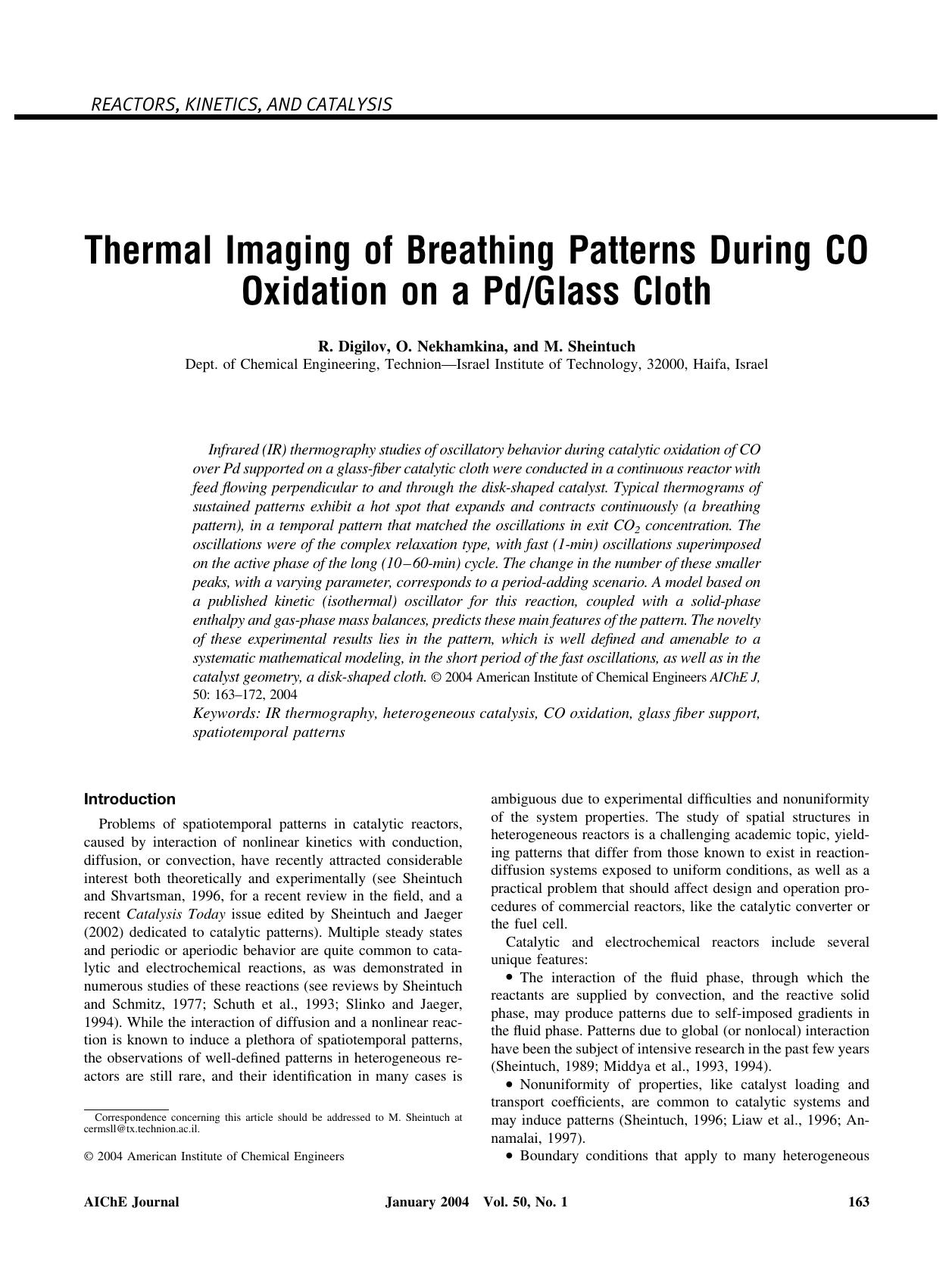 Thermal imaging of breathing patterns during CO oxidation on a Pdglass cloth by Unknown