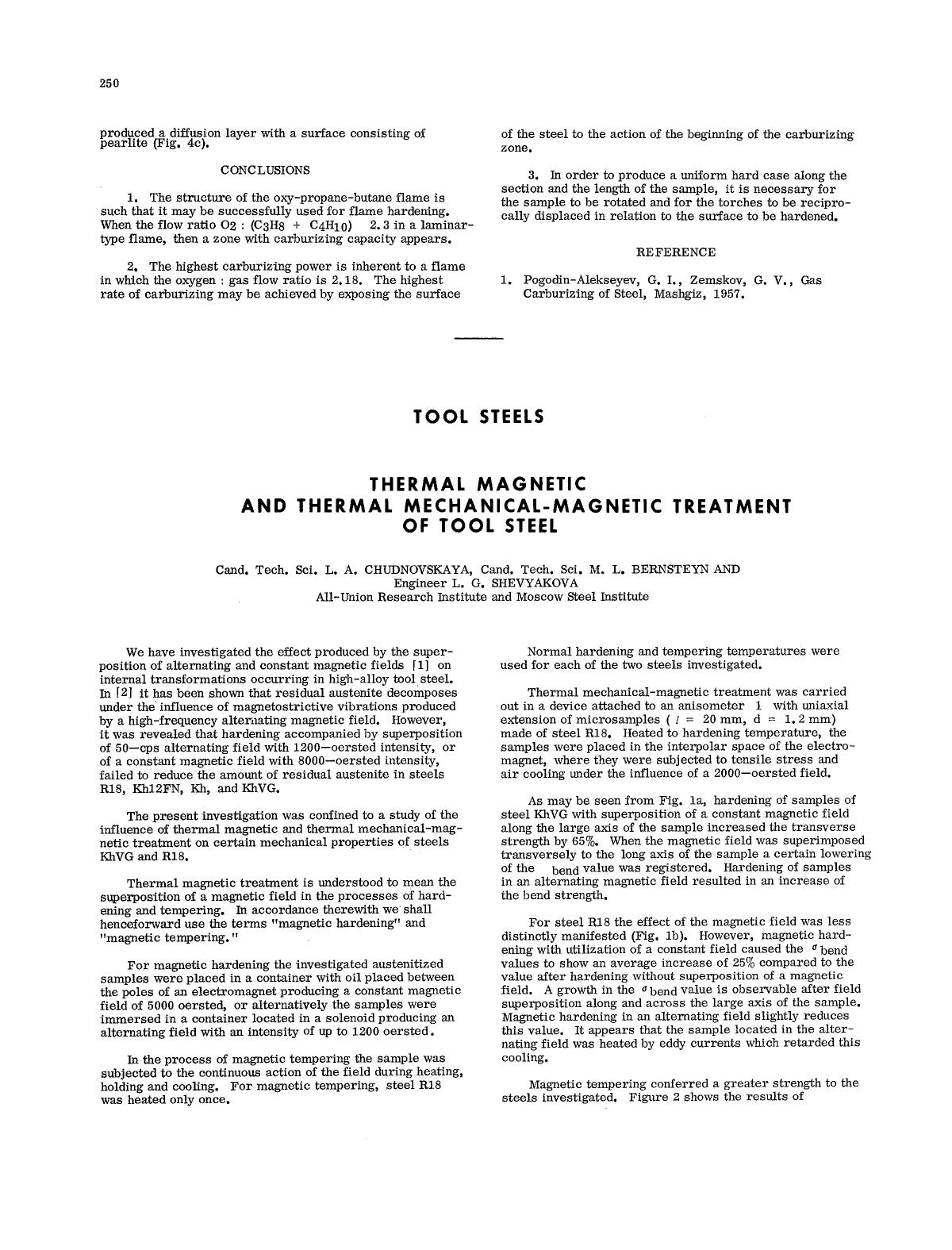 Thermal magnetic and thermal mechanical-magnetic treatment of tool steel by Unknown