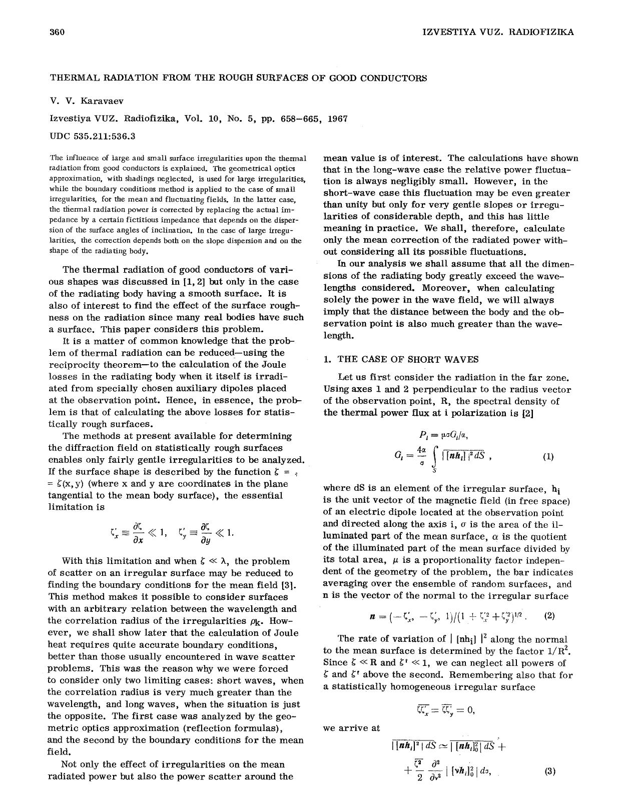 Thermal radiation from the rough surfaces of good conductors by Unknown