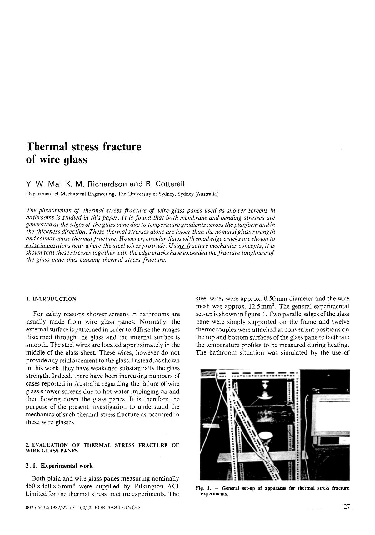 Thermal stress fracture of wire glass by Unknown