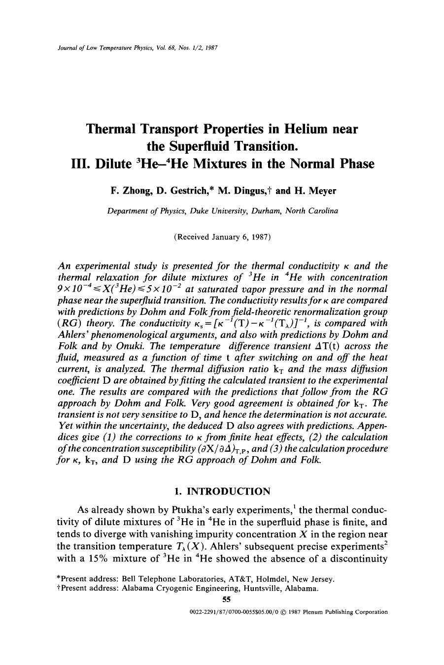 Thermal transport properties in helium near the superfluid transition. III. Dilute <Superscript>3 <Superscript>He- <Superscript>4 <Superscript>He mixtures in the normal phase by Unknown