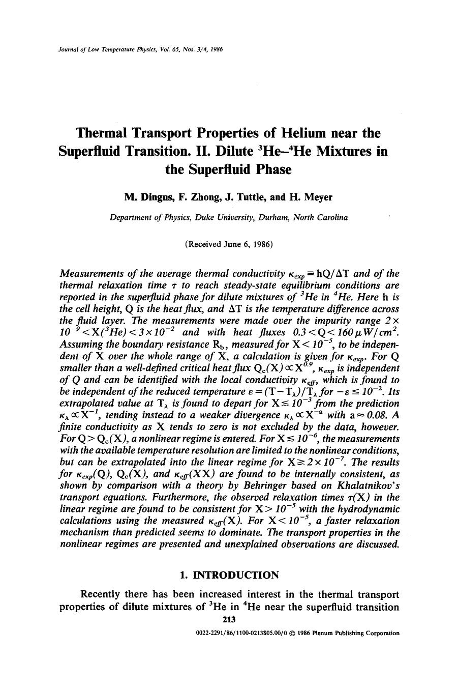 Thermal transport properties of helium near the superfluid transition. II. Dilute <Superscript>3 <Superscript>He- <Superscript>4 <Superscript>He mixtures in the superfluid phase by Unknown