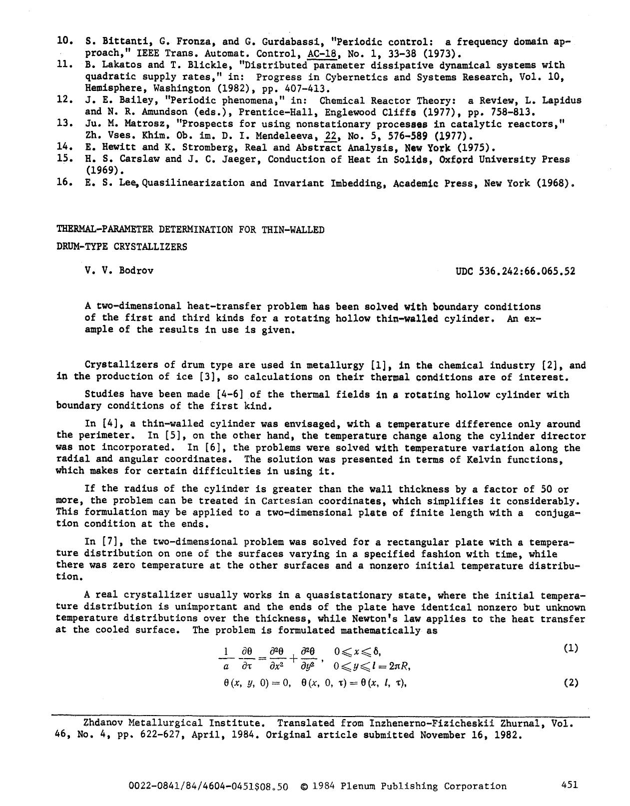 Thermal-parameter determination for thin-walled drum-type crystallizers by Unknown