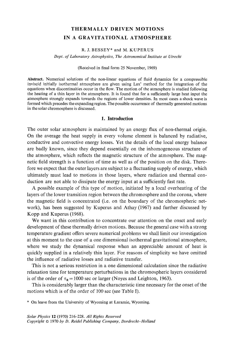 Thermally driven motions in a gravitational atmosphere by Unknown