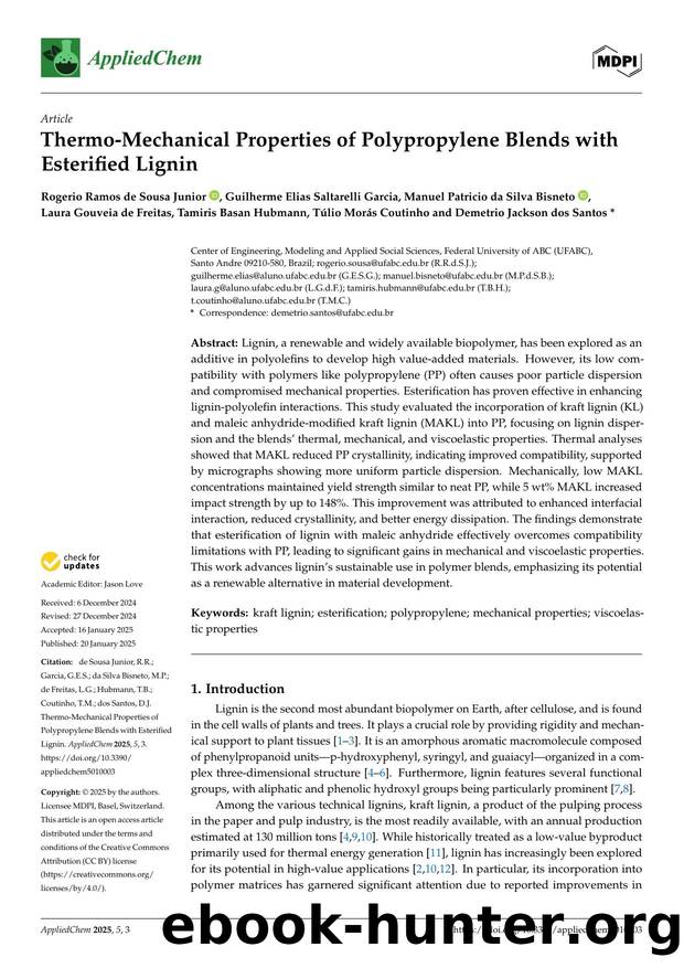 Thermo-Mechanical Properties of Polypropylene Blends with Esterified Lignin by unknow