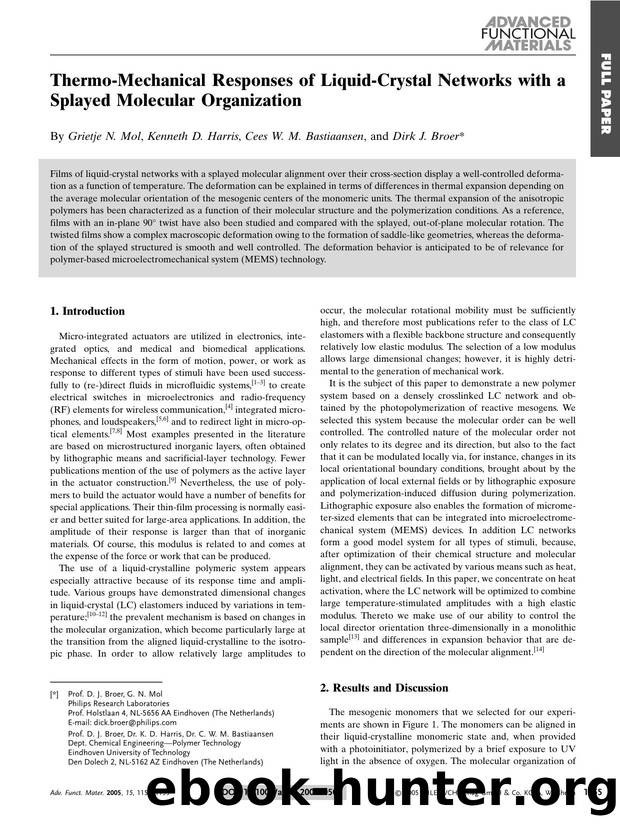 Thermo-Mechanical Responses of Liquid-Crystal Networks with a Splayed Molecular Organization by Unknown