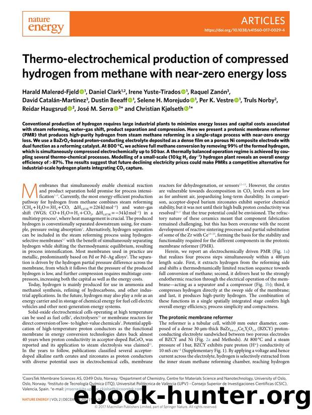 Thermo-electrochemical production of compressed hydrogen from methane with near-zero energy loss by unknow
