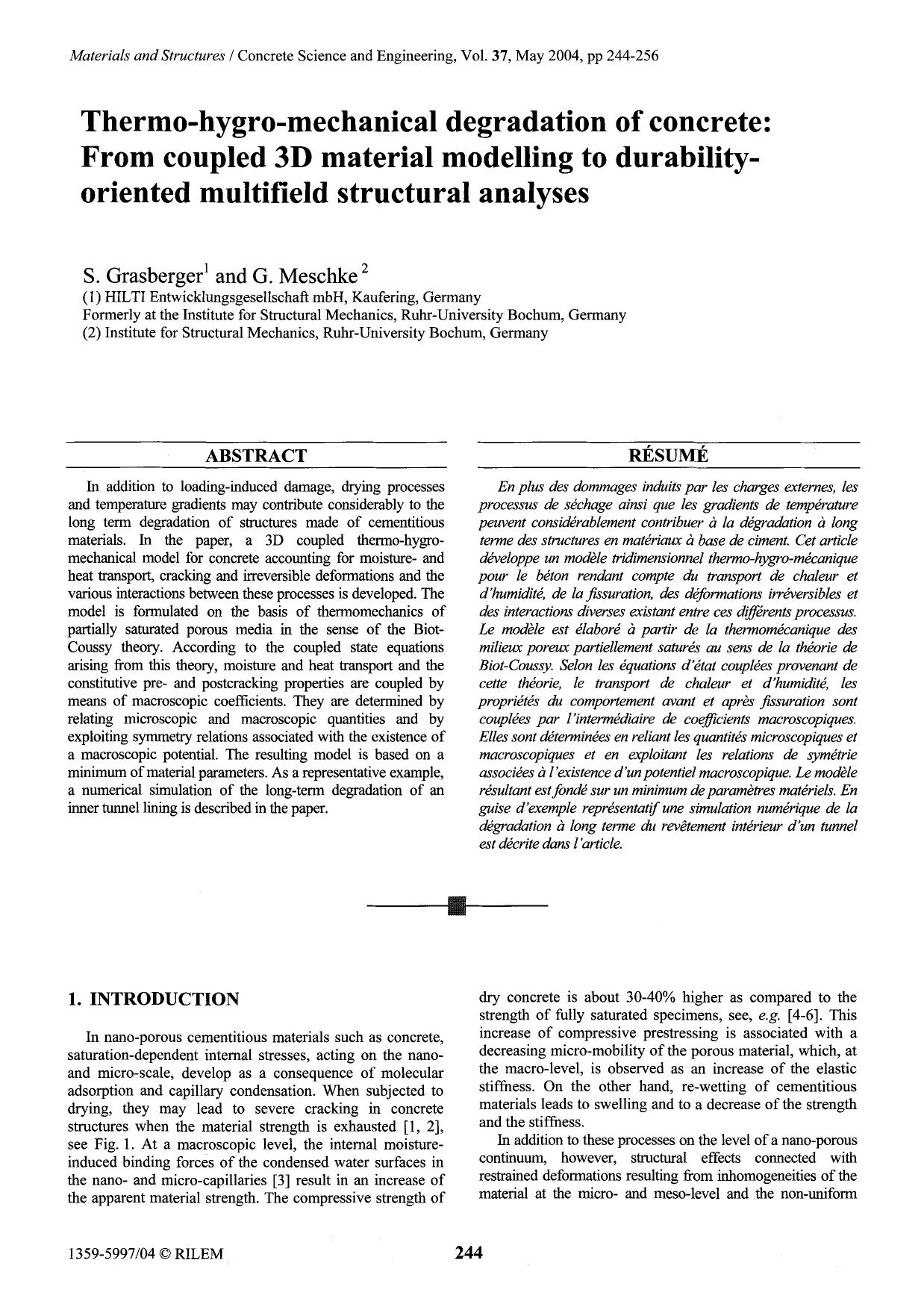 Thermo-hygro-mechanical degradation of concrete: From coupled 3D material modelling to durability-oriented multifield structural analyses by Unknown