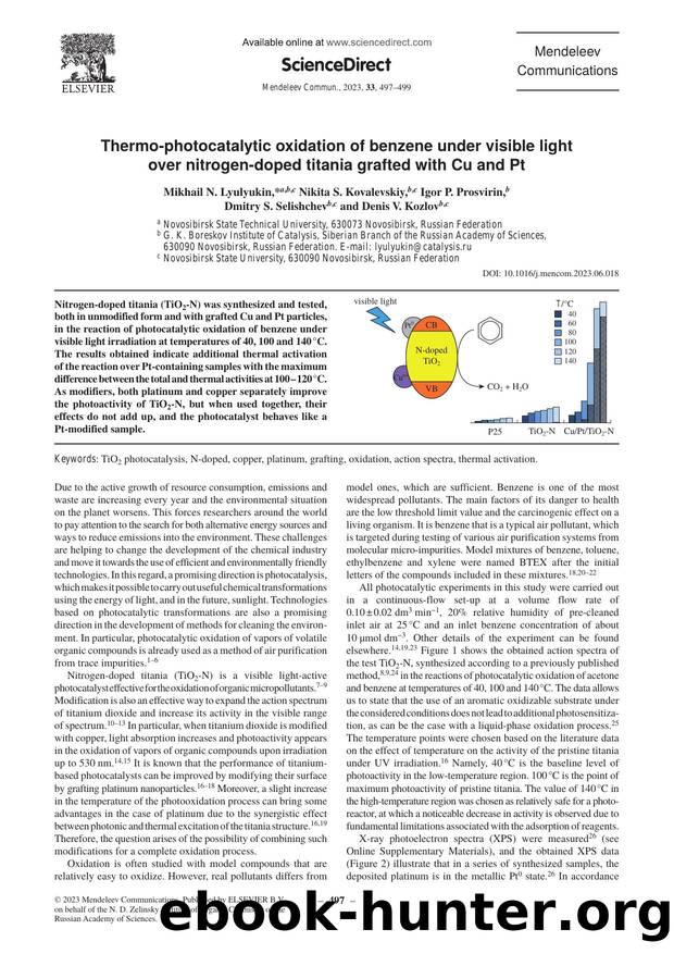 Thermo-photocatalytic oxidation of benzene under visible light over nitrogen-doped titania grafted with Cu and Pt by unknow