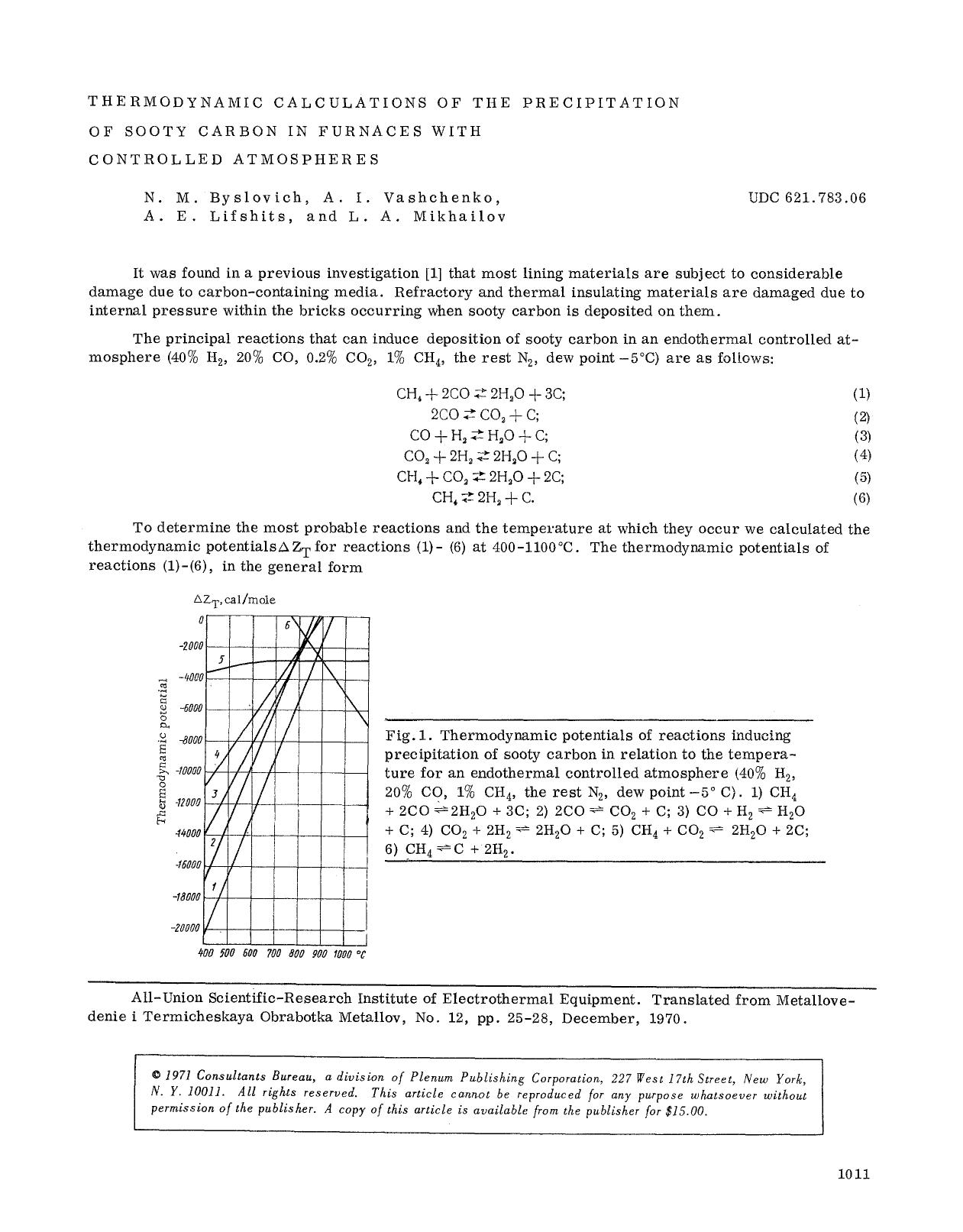 Thermodynamic calculations of the precipitation of sooty carbon in furnaces with controlled atmospheres by Unknown