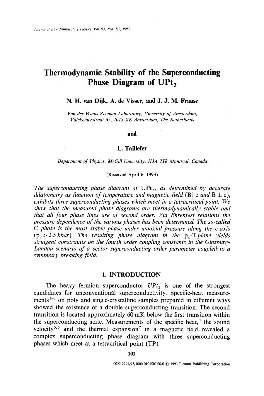 Thermodynamic stability of the superconducting phase diagram of UPt <Subscript>3 <Subscript> by Unknown