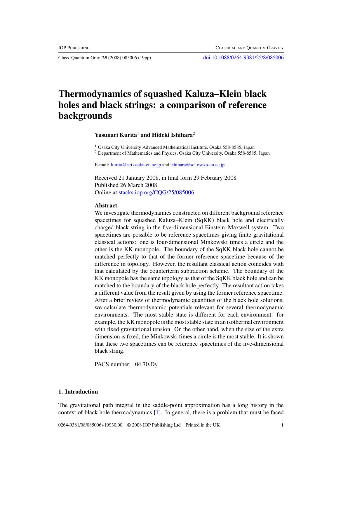 Thermodynamics of Squashed Kaluza--Klein black holes and black strings by Y Kurita and H Ishihara