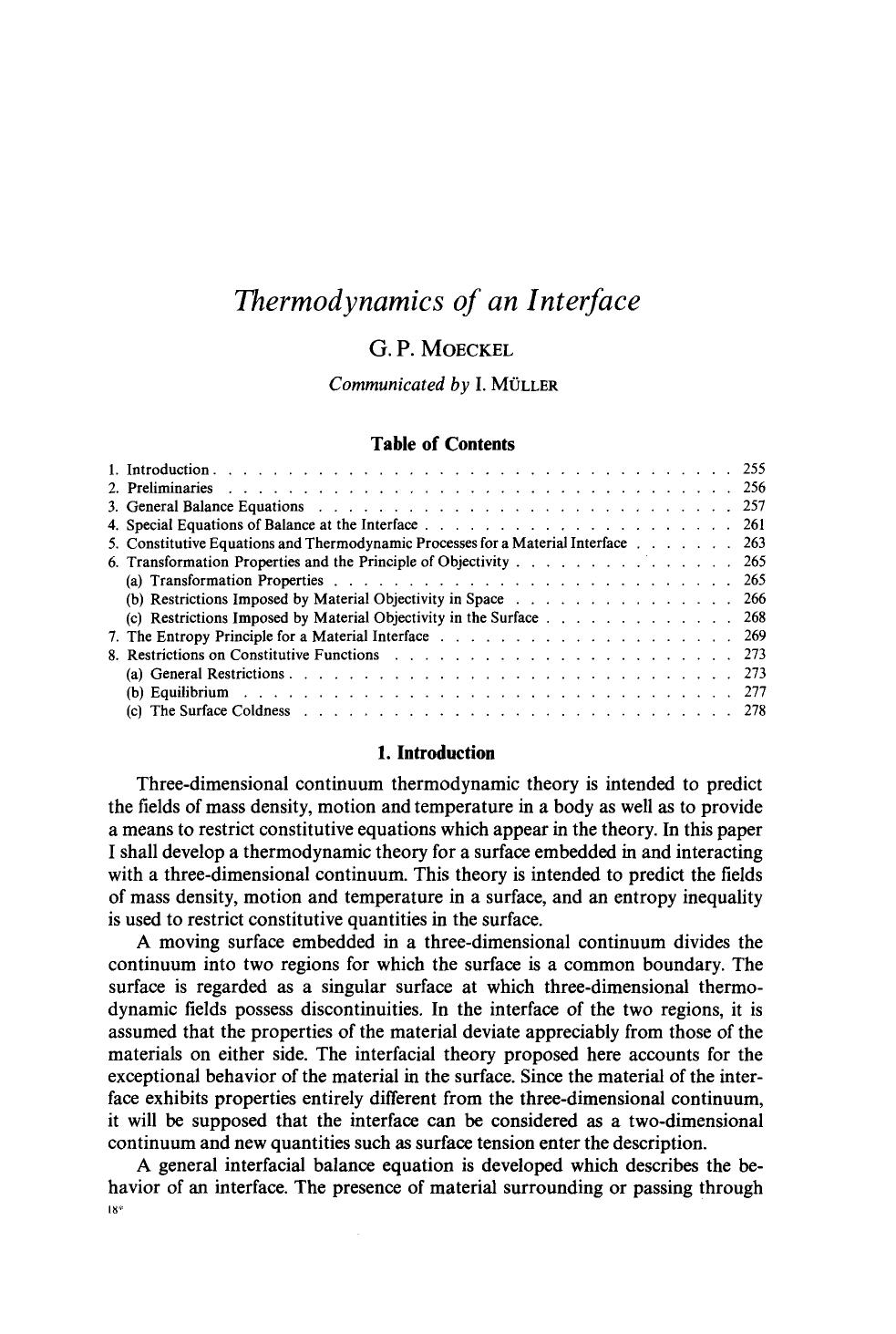 Thermodynamics of an interface by Unknown