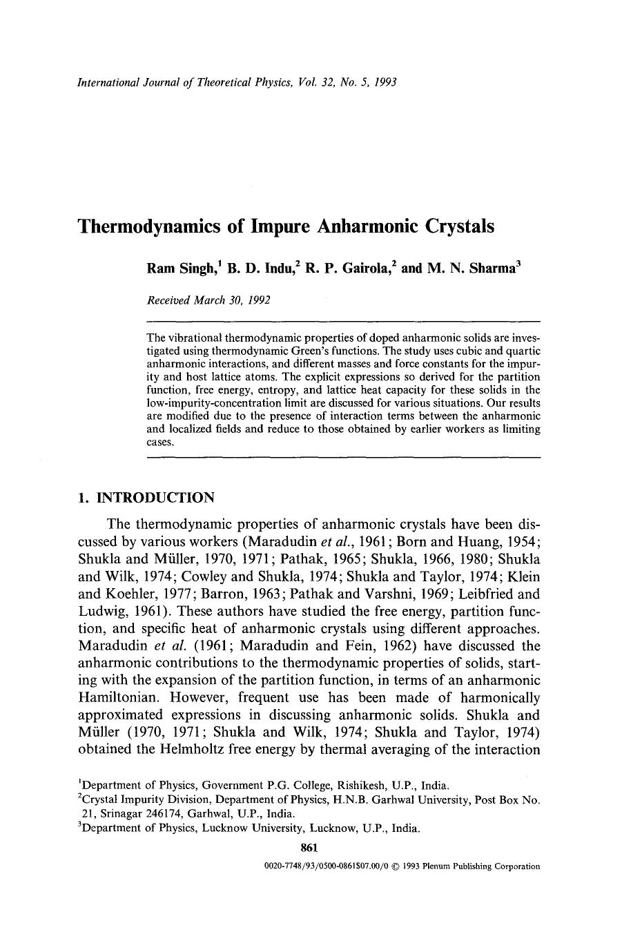 Thermodynamics of impure anharmonic crystals by Unknown