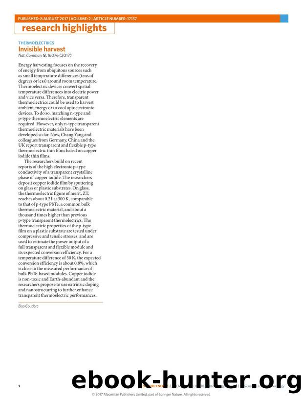 Thermoelectrics: Invisible harvest by Elsa Couderc