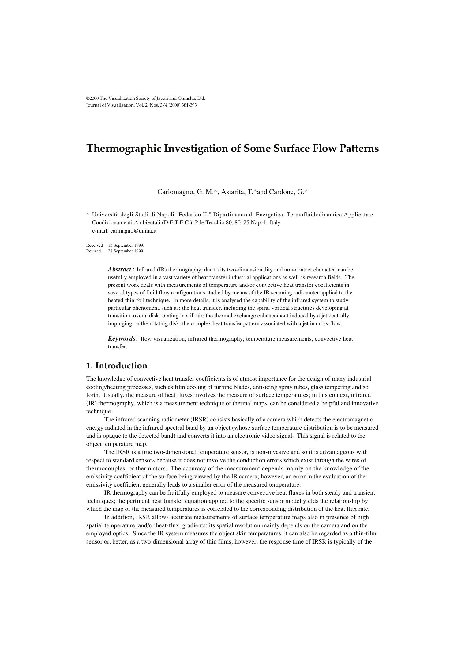 Thermographic investigation of some surface flow patterns by Unknown