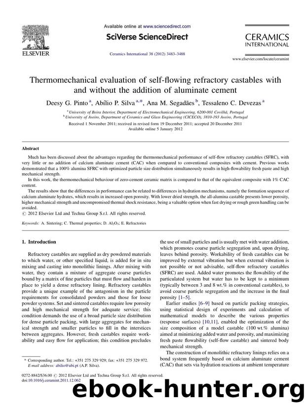 Thermomechanical evaluation of self-flowing refractory castables with and without the addition of aluminate cement by Deesy G. Pinto
