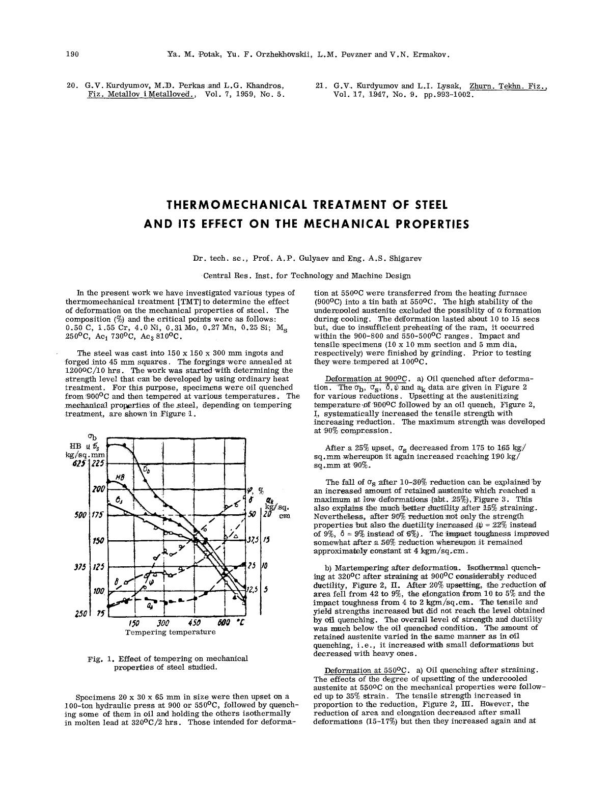 Thermomechanical treatment of steel and its effect on the mechanical properties by Unknown