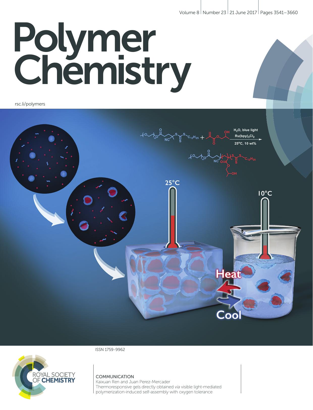 Thermoresponsive gels directly obtained via visible light-mediated polymerization-induced self-assembly with oxygen tolerance by Kaixuan Ren Juan Perez-Mercader