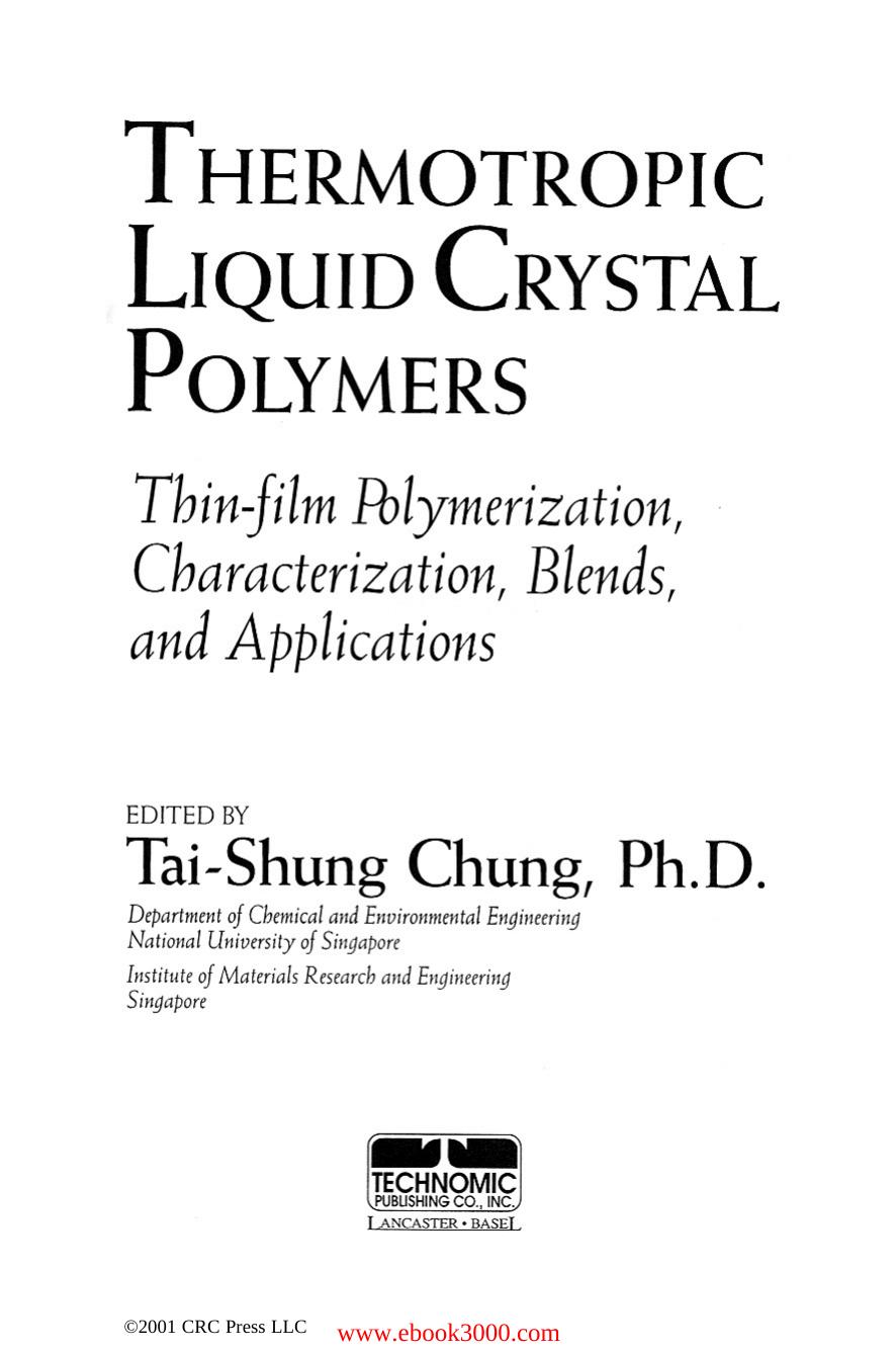 Thermotropic Liquid Crystal Polymers by Unknow