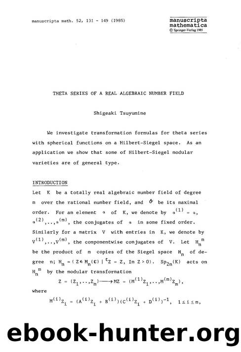 Theta series of a real algebraic number field by Unknown