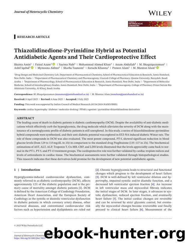 Thiazolidinedioneâpyrimidine hybrid as potential antidiabetic agents and their cardioprotective effect by Unknown