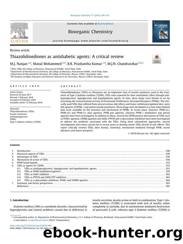 Thiazolidinediones as antidiabetic agents: A critical review by M.J. Nanjan & Manal Mohammed & B.R. Prashantha Kumar & M.J.N. Chandrasekar