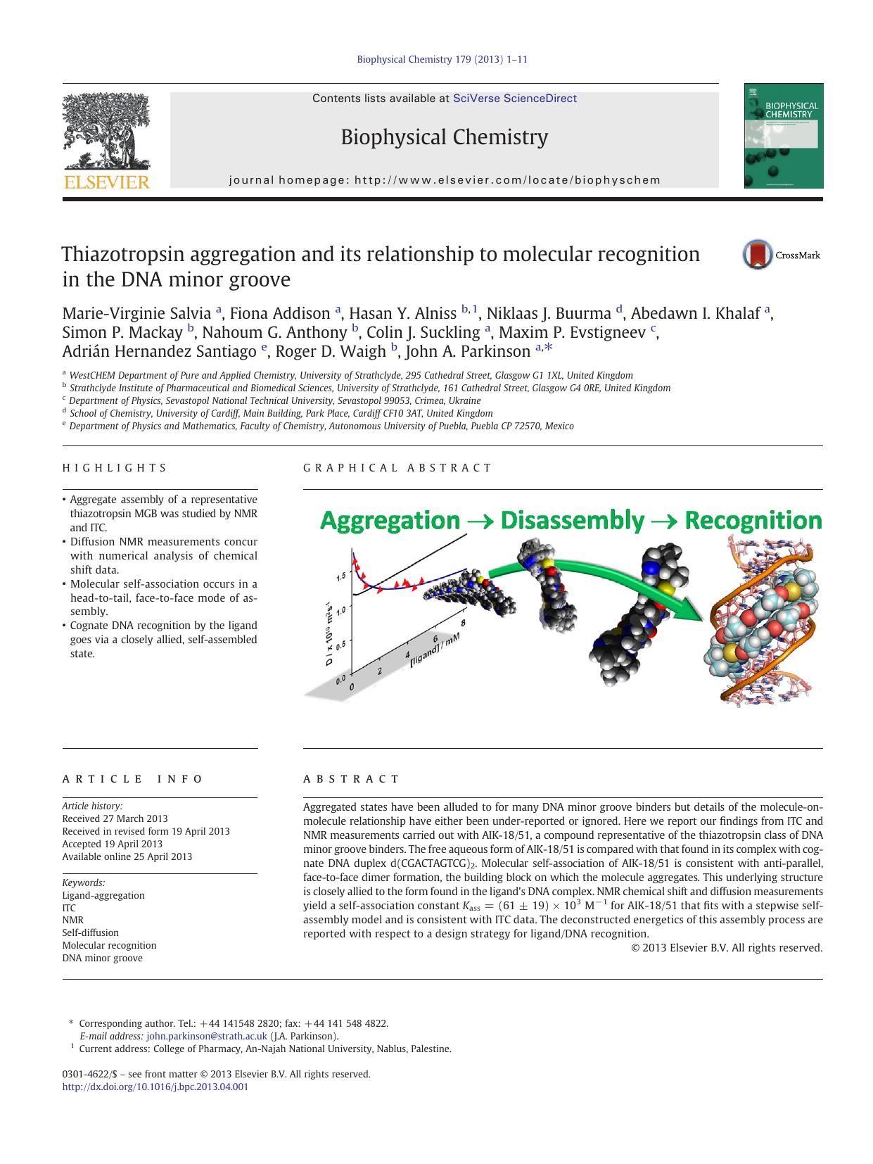 Thiazotropsin aggregation and its relationship to molecular recognition in the DNA minor groove by unknow