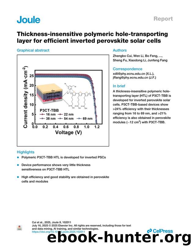 Thickness-insensitive polymeric hole-transporting layer for efficient inverted perovskite solar cells by unknow