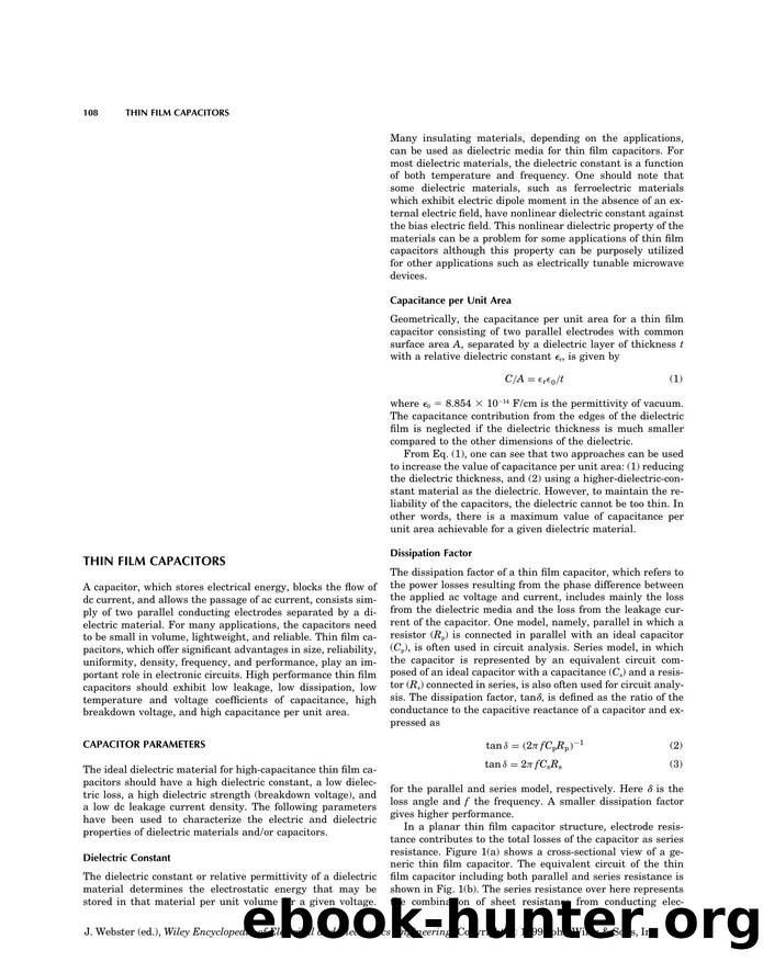 Thin Film Capacitors". In: Wiley Encyclopedia of Electrical and Electronics Engineering by Unknown