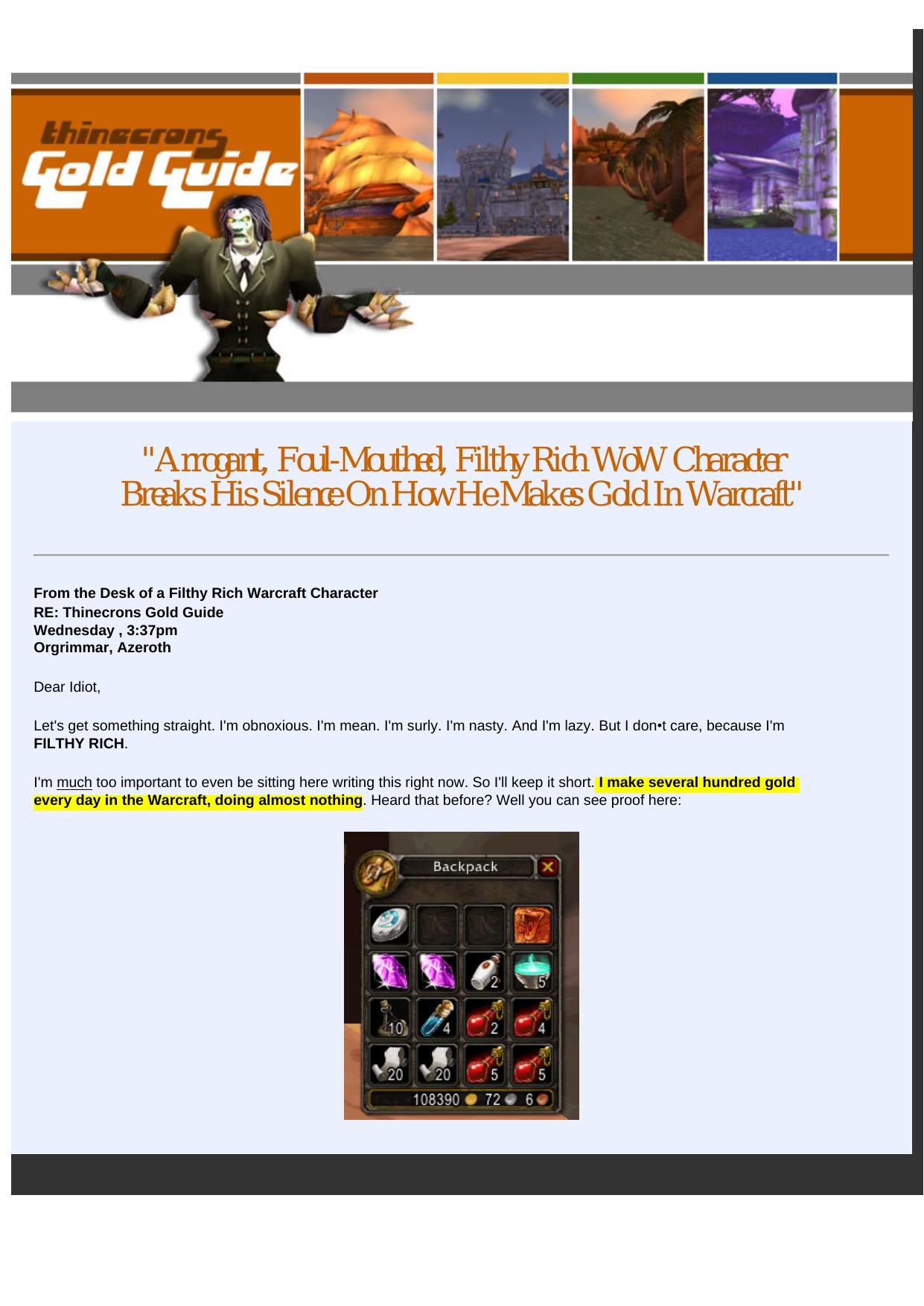 Thinecrons World Of Warcraft Gold Guide. by Best of Kuszter's Collection