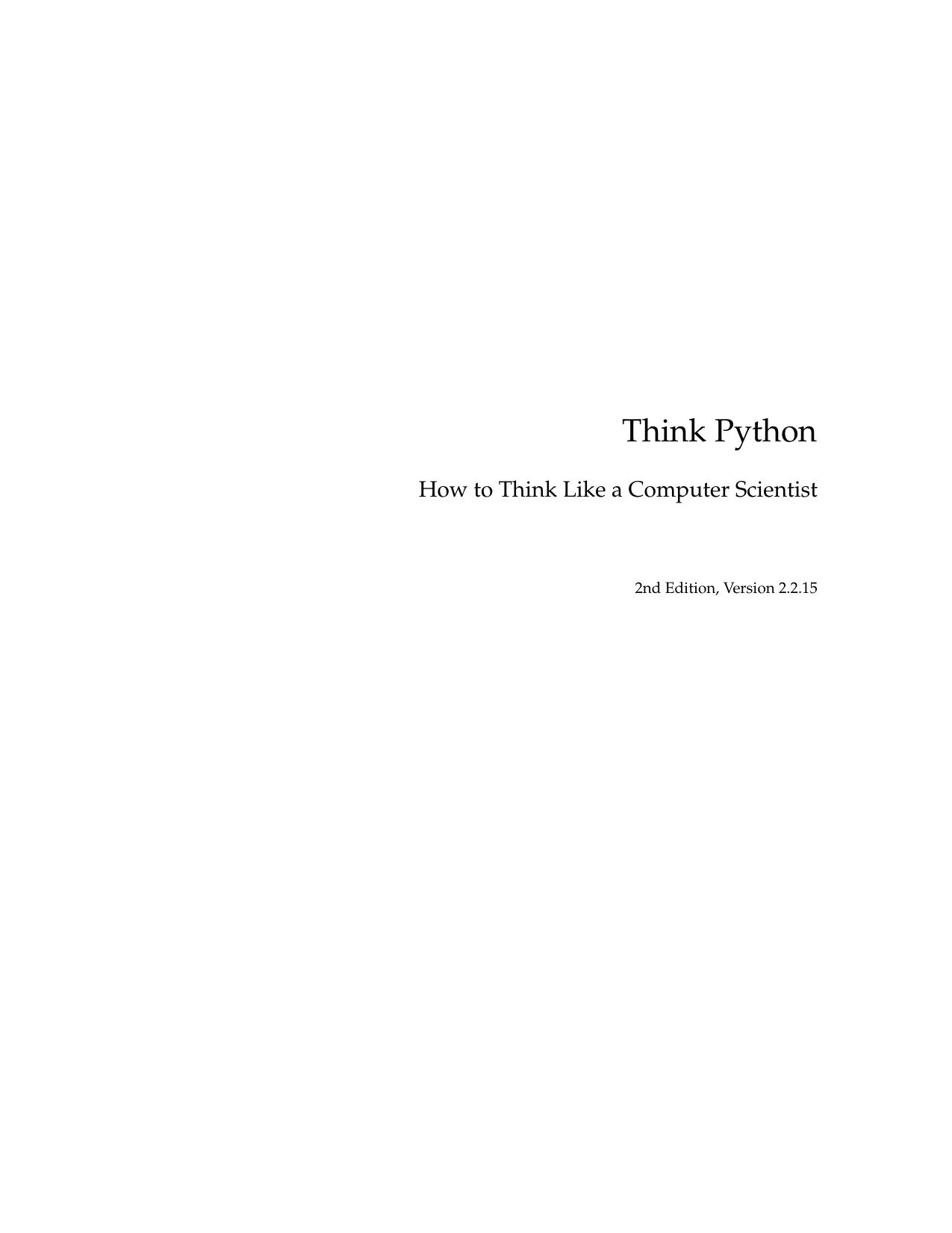 Think Python by How to Think Like a Computer Scientist