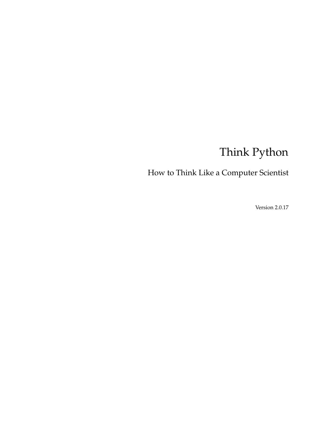 Think Python: How to Think Like a Computer Scientist (Repost) by Unknow