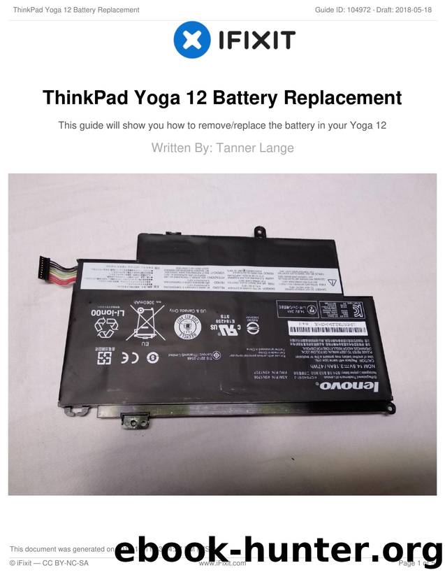 ThinkPad Yoga 12 Battery Replacement by Unknown