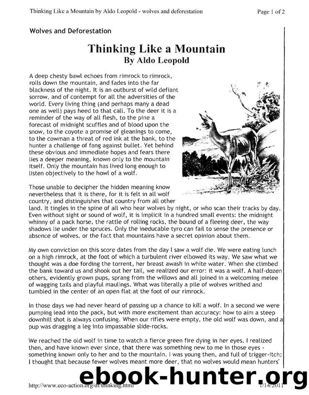 Thinking Like a Mountain by Leopold